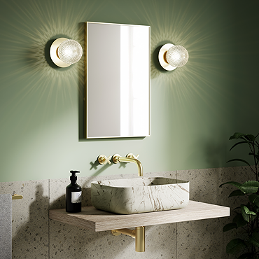 2 x Ellis & Co Antonio Brushed Brass/Crystal Cut Glass Globe Wall Light