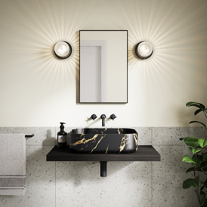 2 x Ellis & Co Antonio Matt Black/Crystal Cut Glass Globe Wall Light