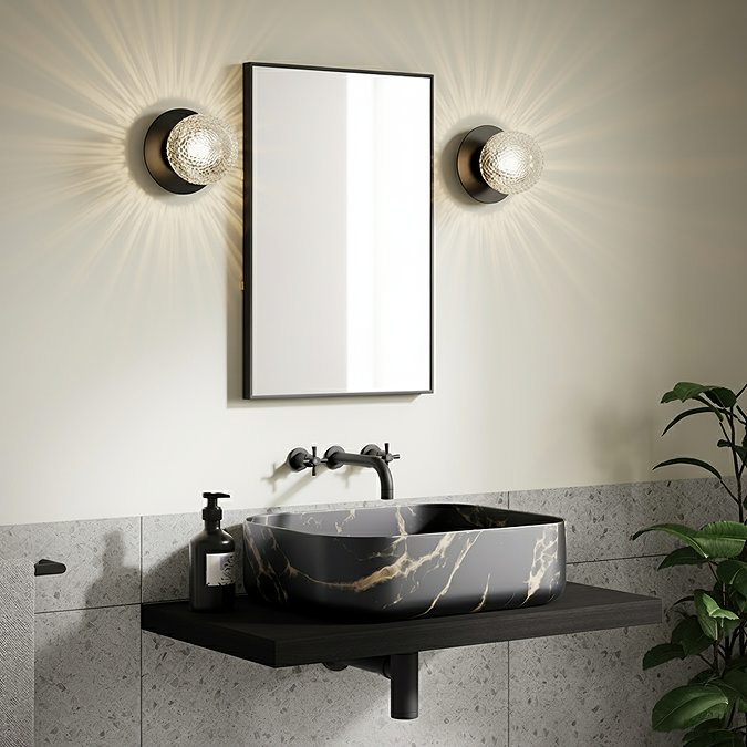 2 x Ellis & Co Antonio Matt Black/Crystal Cut Glass Globe Wall Light