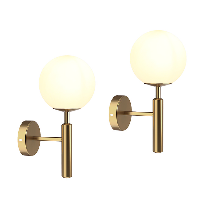 2 x Ellis & Co Carm Brushed Brass/Opal Glass Wall Light