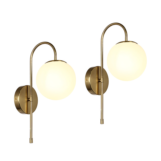 2 x Ellis & Co Jennifer Brushed Brass/Opal Glass Wall Light
