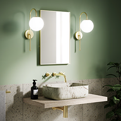 2 x Ellis & Co Jennifer Brushed Brass/Opal Glass Wall Light