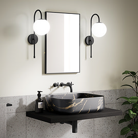 2 x Ellis & Co Jennifer Matt Black/Opal Glass Wall Light