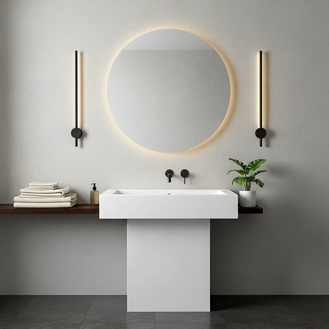 2 x Ellis & Co Lacerva Pillar Bathroom Wall Light - Matt Black