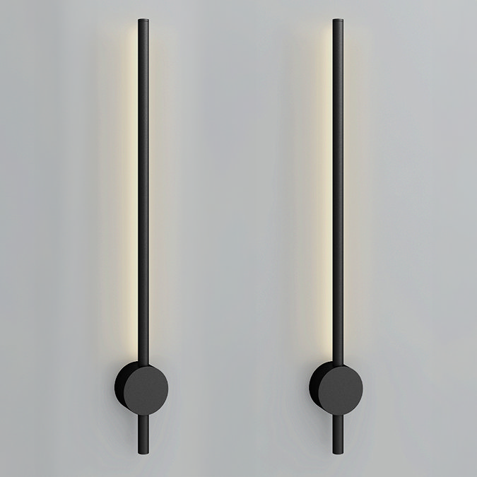 2 x Ellis & Co Lacerva Pillar Bathroom Wall Light - Matt Black