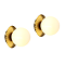 2 x Ellis & Co Paulie Brushed Brass/Opal Glass Pleated Globe Wall Light