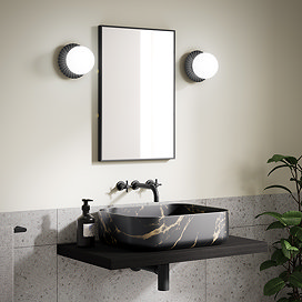 2 x Ellis & Co Paulie Matt Black/Opal Glass Pleated Globe Wall Light