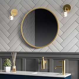 Set of 2 Ellis & Co Bathroom Wall Lights – Satin Brass & Champagne Glass Shades