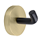 2 x Gatsby Matt Black Wall Mounted Robe/Towel Hooks with Brushed Brass Discs