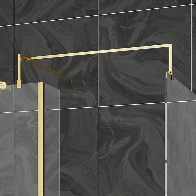 2 x Hudson Reed Brushed Brass Square Fixed Wet Room Support Arms for 8mm Glass2 x Hudson Reed Brushe