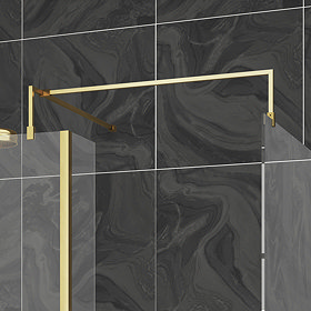 2 x Hudson Reed Brushed Brass Square Fixed Wet Room Support Arms for 8mm Glass2 x Hudson Reed Brushe