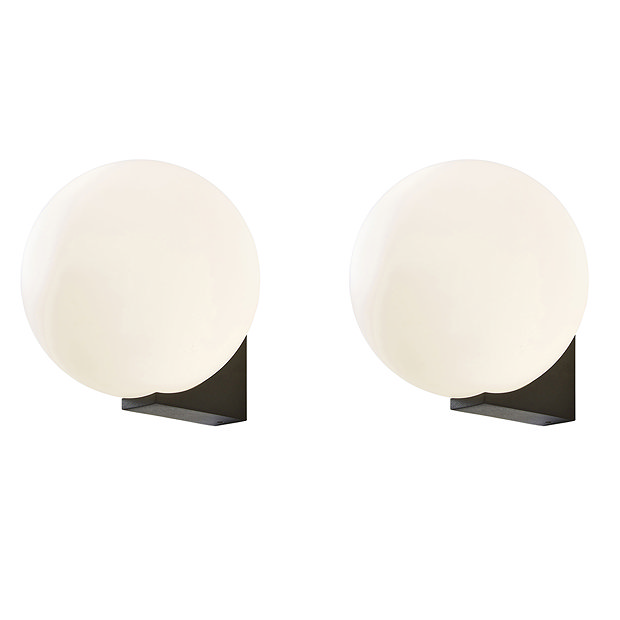 Pair of Revive Black Bathroom Wall Lights with Globe Shades I Victorian