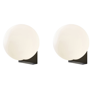 2 x Revive Black Bathroom Wall Lights with Globe Shades  Profile Large Image