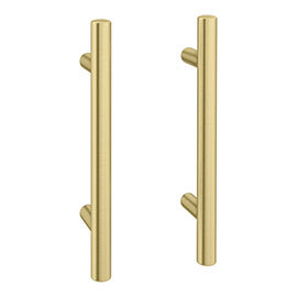2 x Round 'T' Bar Brushed Brass Additional Handles - L155mm (96mm Centres) Medium Image