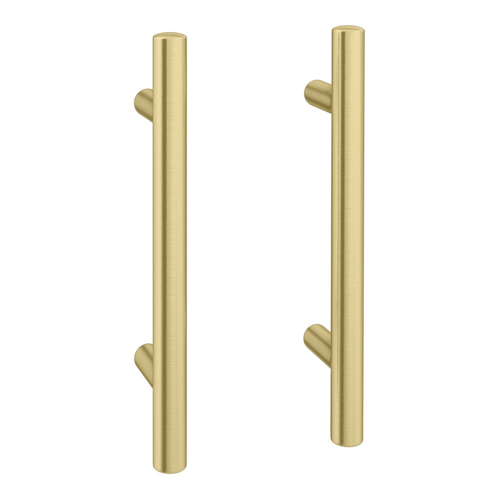 2 x Round 'T' Bar Brushed Brass Additional Handles - L155mm (96mm Centres) Large Image