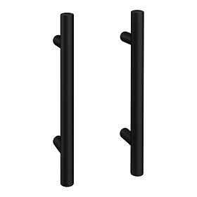 2 x Round 'T' Bar Matt Black Additional Handles - L155mm (96mm Centres) Large Image