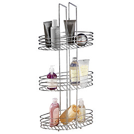 3 Tier Chrome Bathroom Storage Rack Oval Shelves - 1600531 Large Image