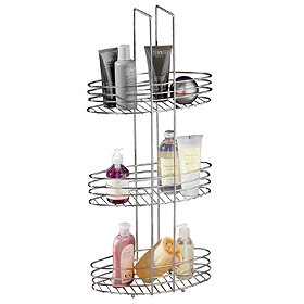 3 Tier Chrome Bathroom Storage Rack Oval Shelves - 1600531 Large Image