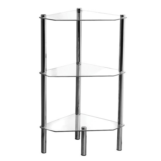 3 Tier Chrome/Glass Corner Stand - 1600964 Large Image