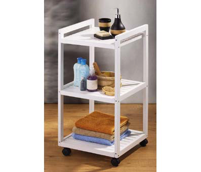 3 Tier Wooden Slatted Shelved Trolley Large Image