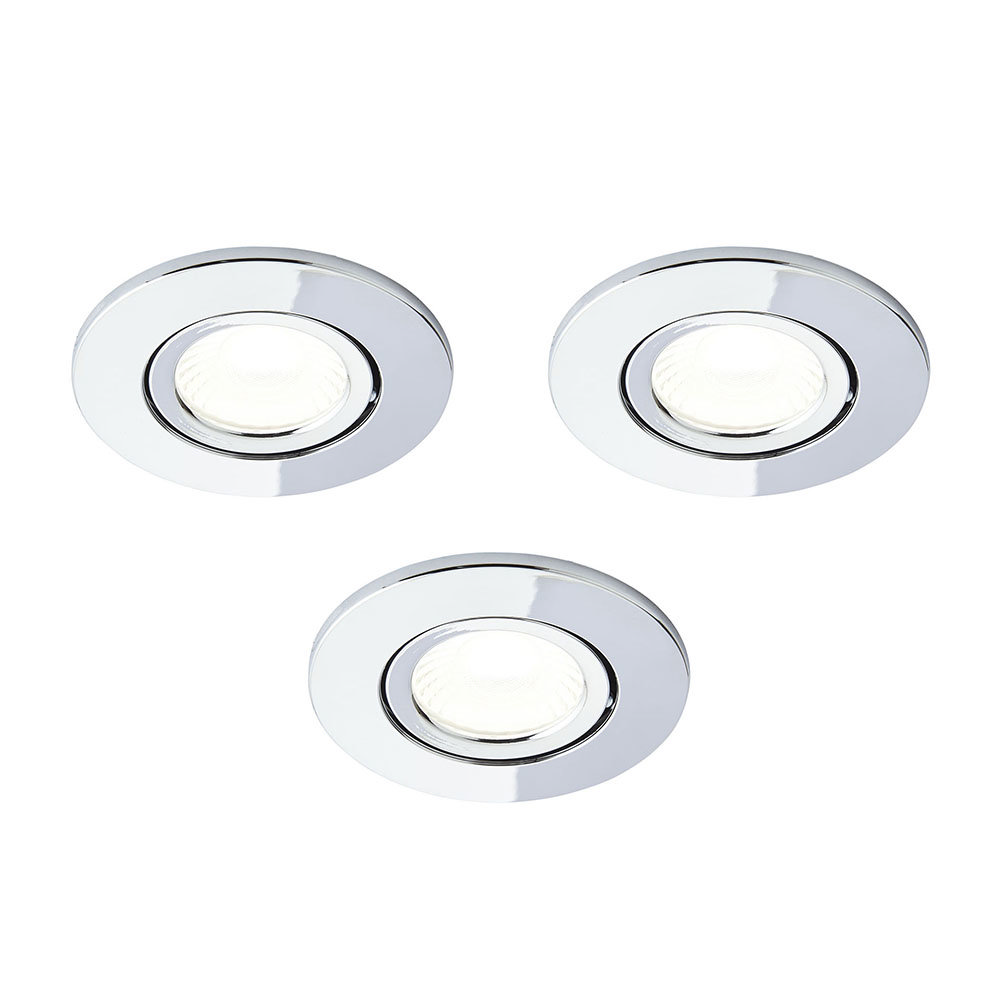3 x Revive IP65 Chrome Round LED Fire-Rated Bathroom Downlights Large Image