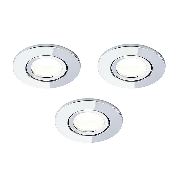 3 x Revive IP65 Chrome Round LED FireRated Bathroom Downlights