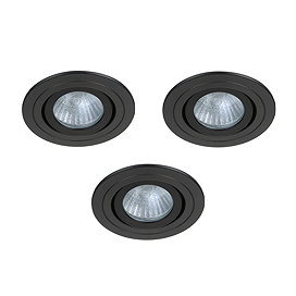 3 x Revive IP65 Matt Black Round Tiltable Bathroom Downlights