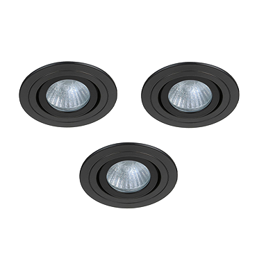 3 x Revive IP65 Matt Black Round Tiltable Bathroom Downlights