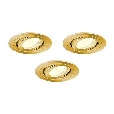 3 x Revive IP65 Satin Brass Round Tiltable Bathroom Downlights