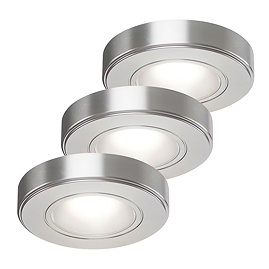 3 x Revive Round Stainless Steel LED Under Cabinet Light - Natural White
