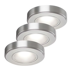 3 x Revive Round Stainless Steel LED Under Cabinet Light - Natural White
