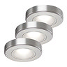 3 x Revive Round Stainless Steel LED Under Cabinet Light - Natural White