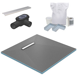 300 Linear 1200 x 1200 Wet Room Walk In Square Tray Former Kit (End Waste) Medium Image