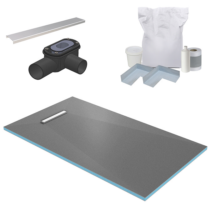 300 Linear 1600 x 900 Wet Room Walk In Rectangular Tray Former Kit (End Waste) Large Image