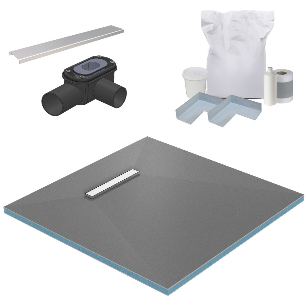 300 Linear 900 x 900 Wet Room Walk In Square Tray Former Kit (End Waste) Large Image