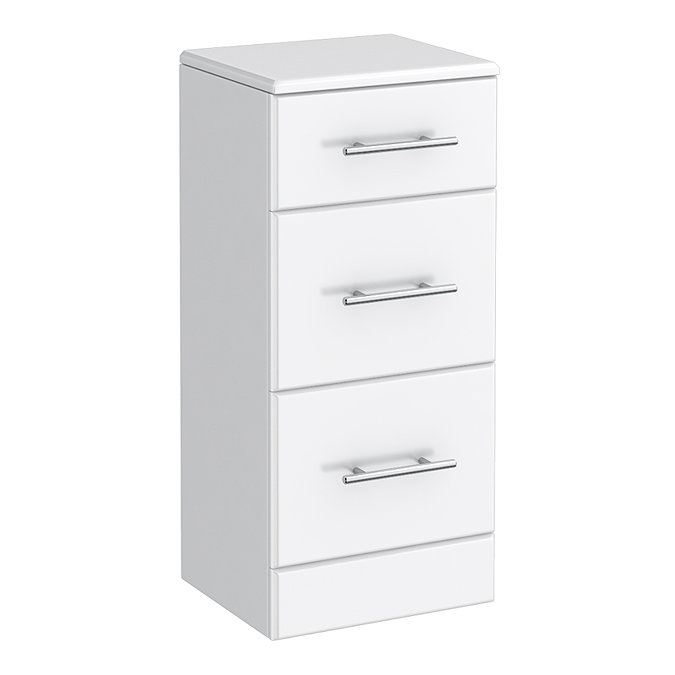 Alaska 350mm Deep Drawer Unit (High Gloss White - Depth 300mm) Large Image