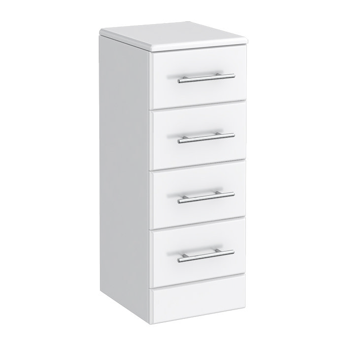 Alaska 300mm Deep 4 Drawer Unit (High Gloss White - Depth 330mm) Large Image