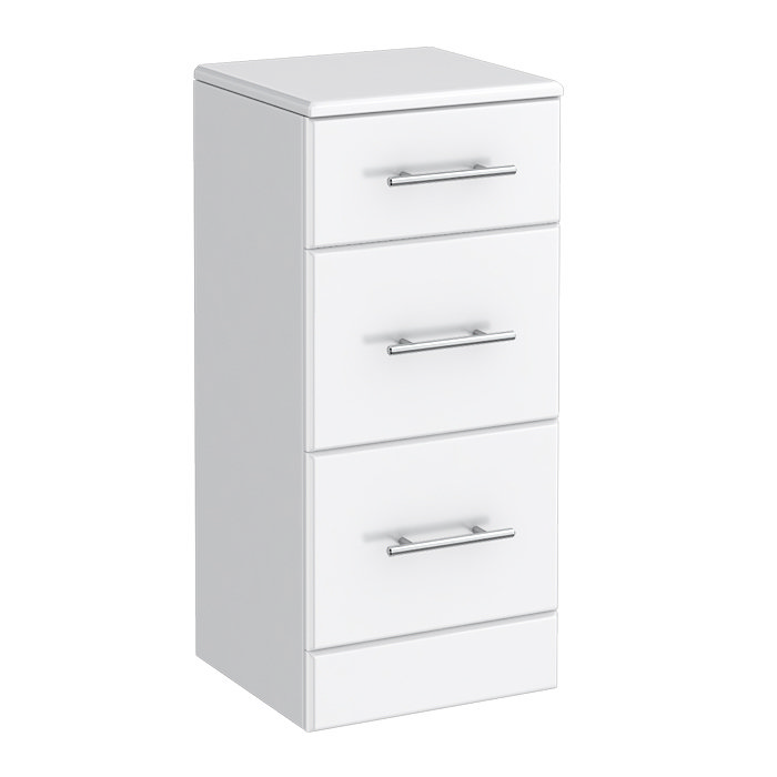 Alaska 350mm Deep Drawer Unit (High Gloss White - Depth 330mm) Large Image