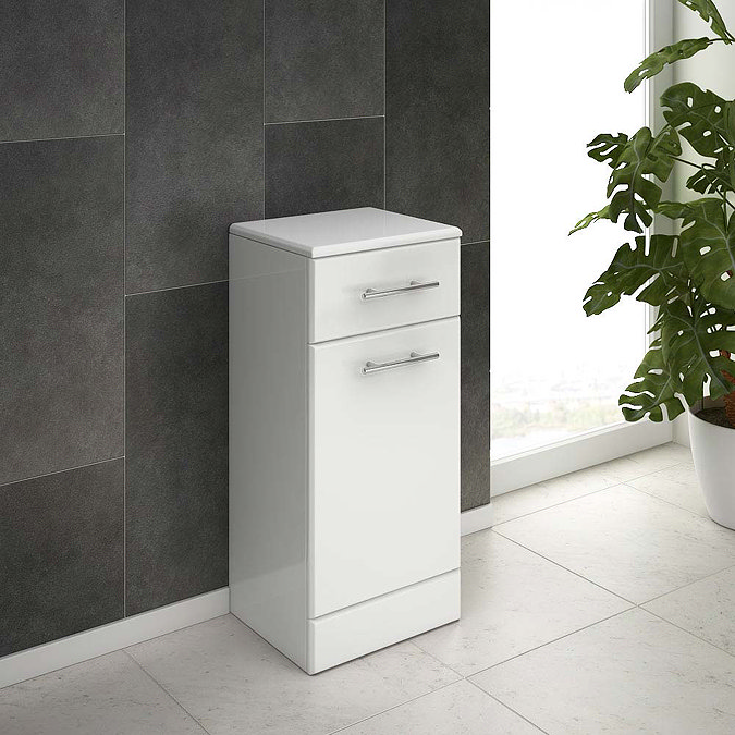 Alaska 350mm Deep Laundry Basket (High Gloss White - Depth 300mm) Feature Large Image