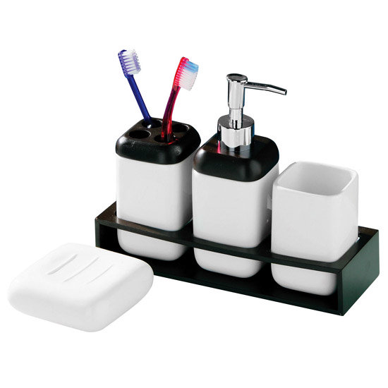 4 Piece Square Ceramic Bathroom Set - 1601232 Large Image