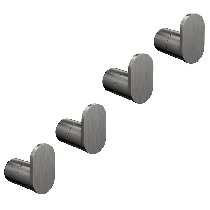 4 x Arezzo Gunmetal Grey Robe/Towel Hooks