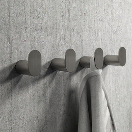 4 x Arezzo Gunmetal Grey Robe/Towel Hooks