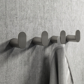 4 x Arezzo Gunmetal Grey Robe/Towel Hooks