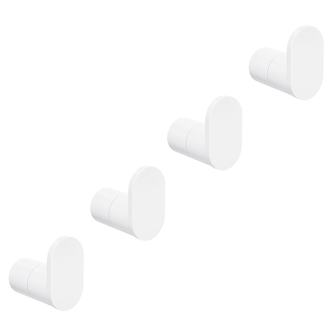 4 x Arezzo Matt White Robe Hooks  Profile Large Image