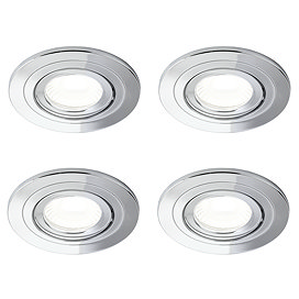 4 x Revive IP65 Chrome Round LED Fire-Rated Bathroom Downlights