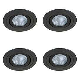 4 x Revive IP65 Matt Black Round Tiltable Bathroom Downlights Large Image