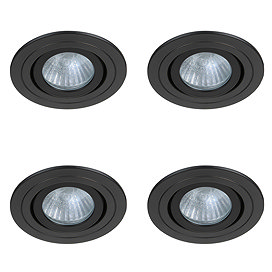 4 x Revive IP65 Matt Black Round Tiltable Bathroom Downlights Large Image