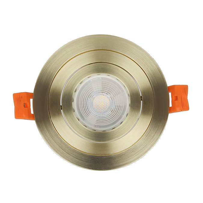4 x Revive IP65 Satin Brass Round Tiltable Bathroom Downlights