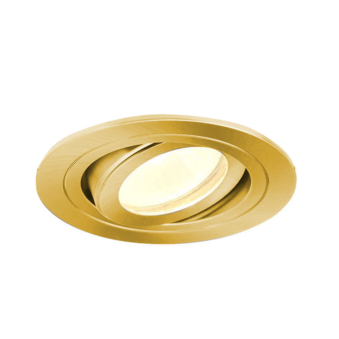 4 x Revive IP65 Satin Brass Round Tiltable Bathroom Downlights