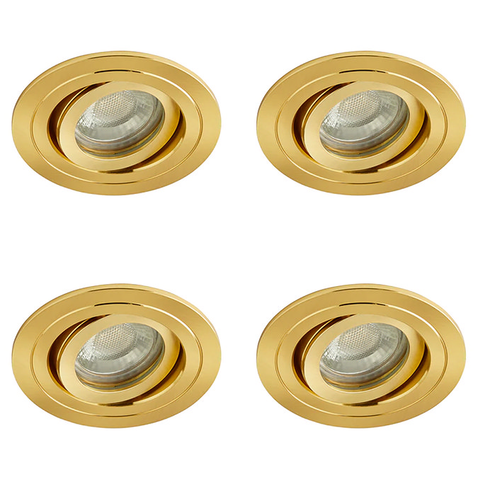 4 x Revive IP65 Satin Brass Round Tiltable Bathroom Downlights Large Image